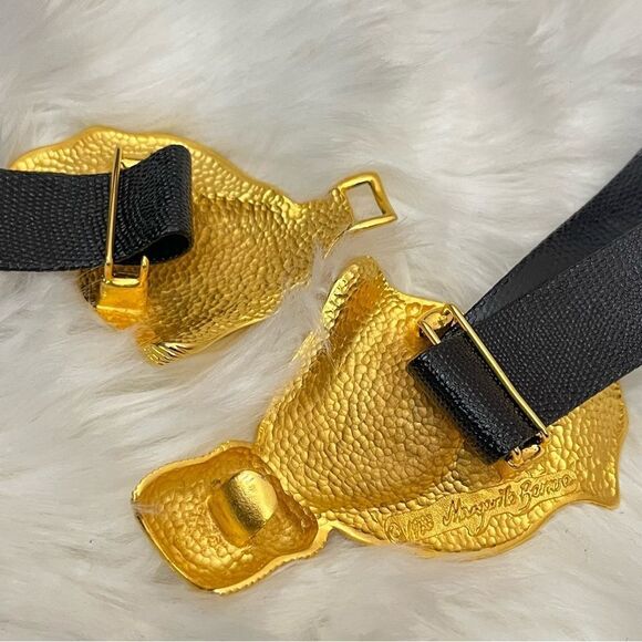 Margarita Barrera Vintage Signed Gold Bow Buckle Belt OS - Picture 4 of 9